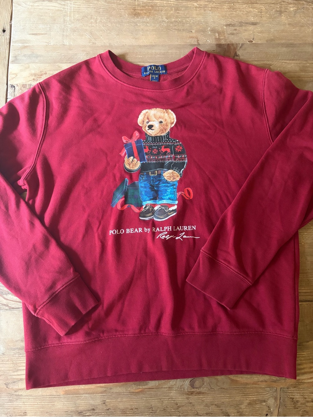 Ralph Lauren Red Polo Bear Crewneck Sweatshirt